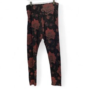 Killstar Women’s Leggings - Black and Red Floral